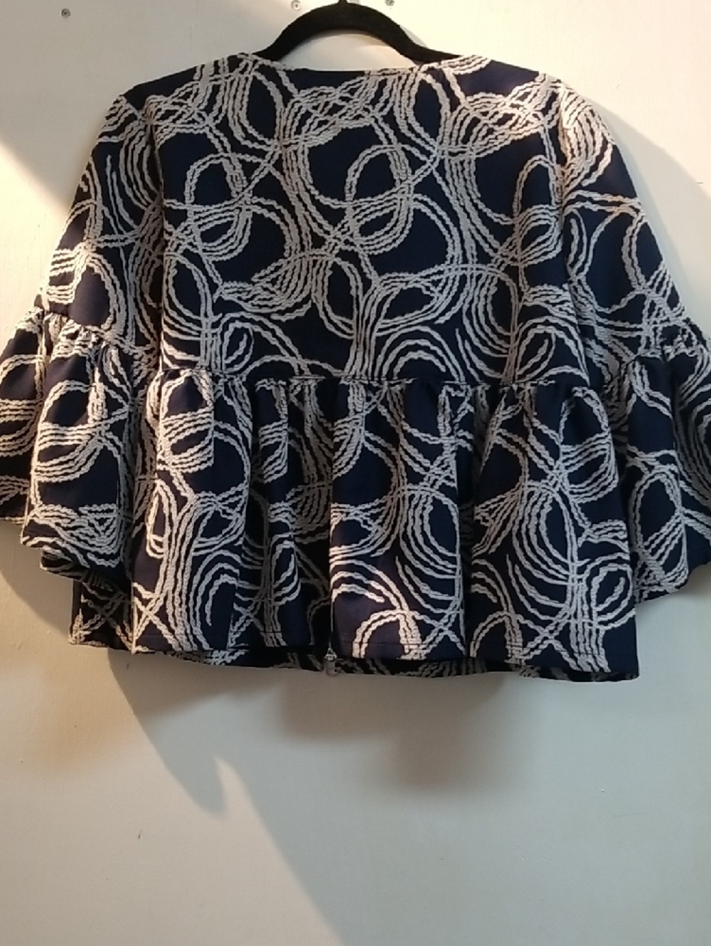 Joseph Ribkoff Navy & White Rope-Print Zip Jacket - Picture 5 of 6